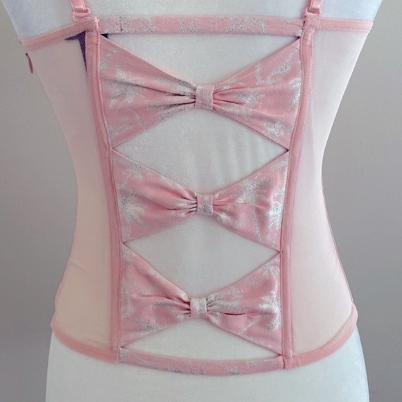 Victoria’s Secret designer collection pink silver palm trees corset top - Picture 6 of 8
